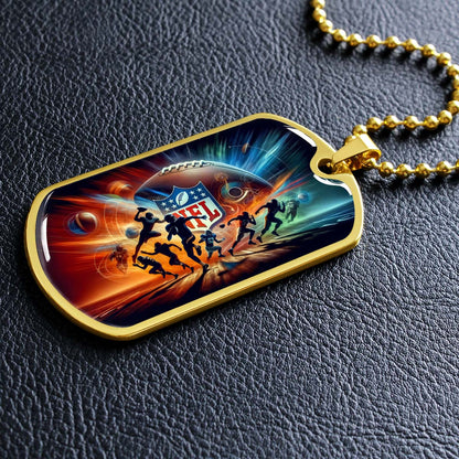 American Football Dog Tag Necklace - AFD018 - Dynamic NFL Super Bowl - Military Ball Chain