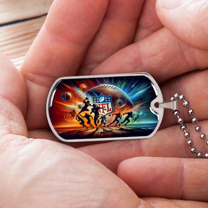 American Football Dog Tag Necklace - AFD018 - Dynamic NFL Super Bowl - Military Ball Chain