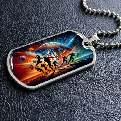 American Football Dog Tag Necklace - AFD018 - Dynamic NFL Super Bowl - Military Ball Chain