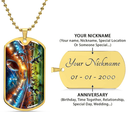 American Football Dog Tag Necklace - AFD019 - Dynamic NFL Super Bowl - Military Ball Chain