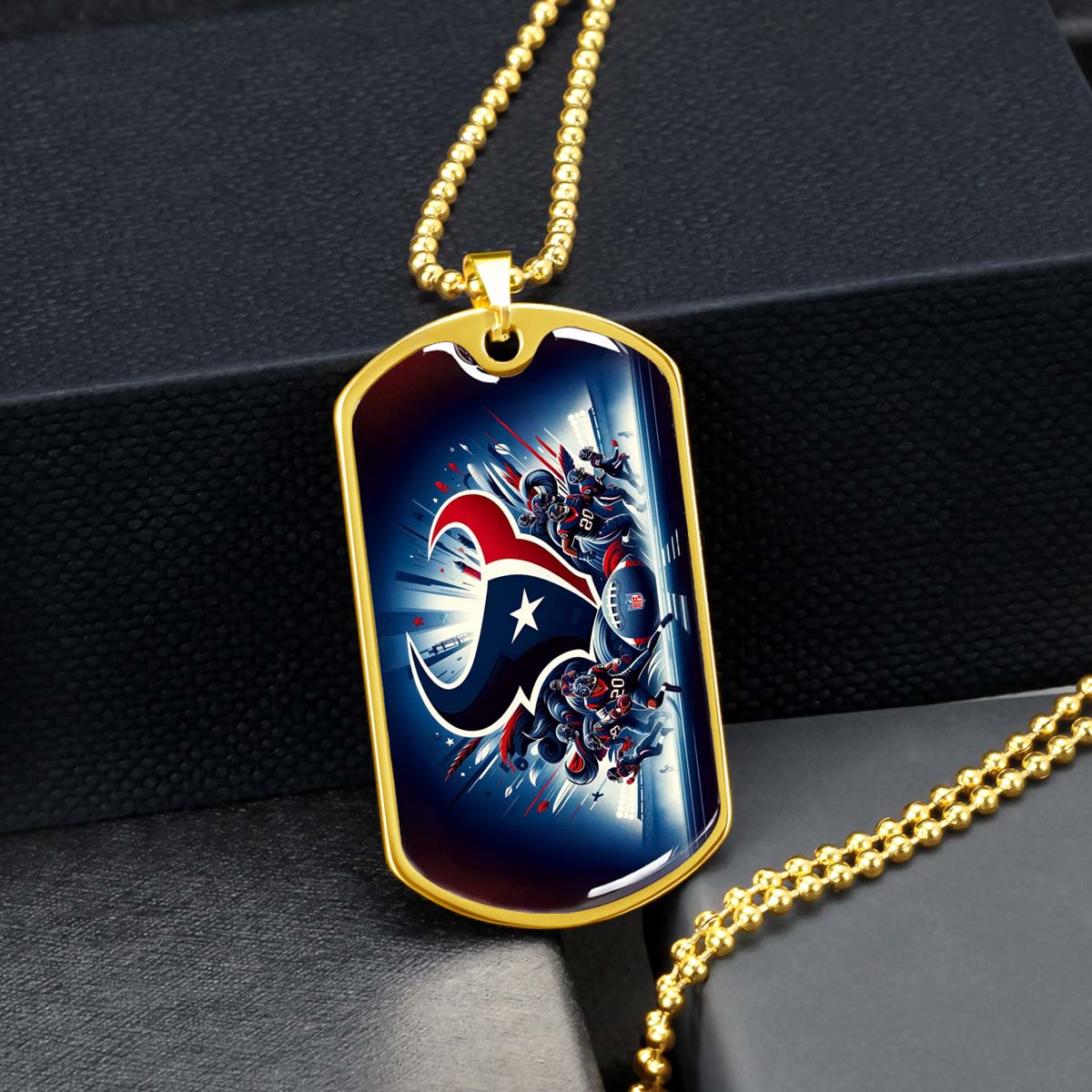 American Football Dog Tag Necklace - AFD024 - Houston Texans - NFL Teams - Military Ball Chain
