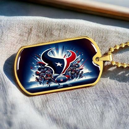 American Football Dog Tag Necklace - AFD024 - Houston Texans - NFL Teams - Military Ball Chain