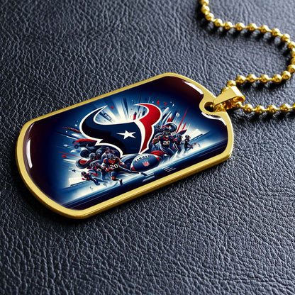 American Football Dog Tag Necklace - AFD024 - Houston Texans - NFL Teams - Military Ball Chain
