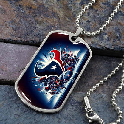 American Football Dog Tag Necklace - AFD024 - Houston Texans - NFL Teams - Military Ball Chain