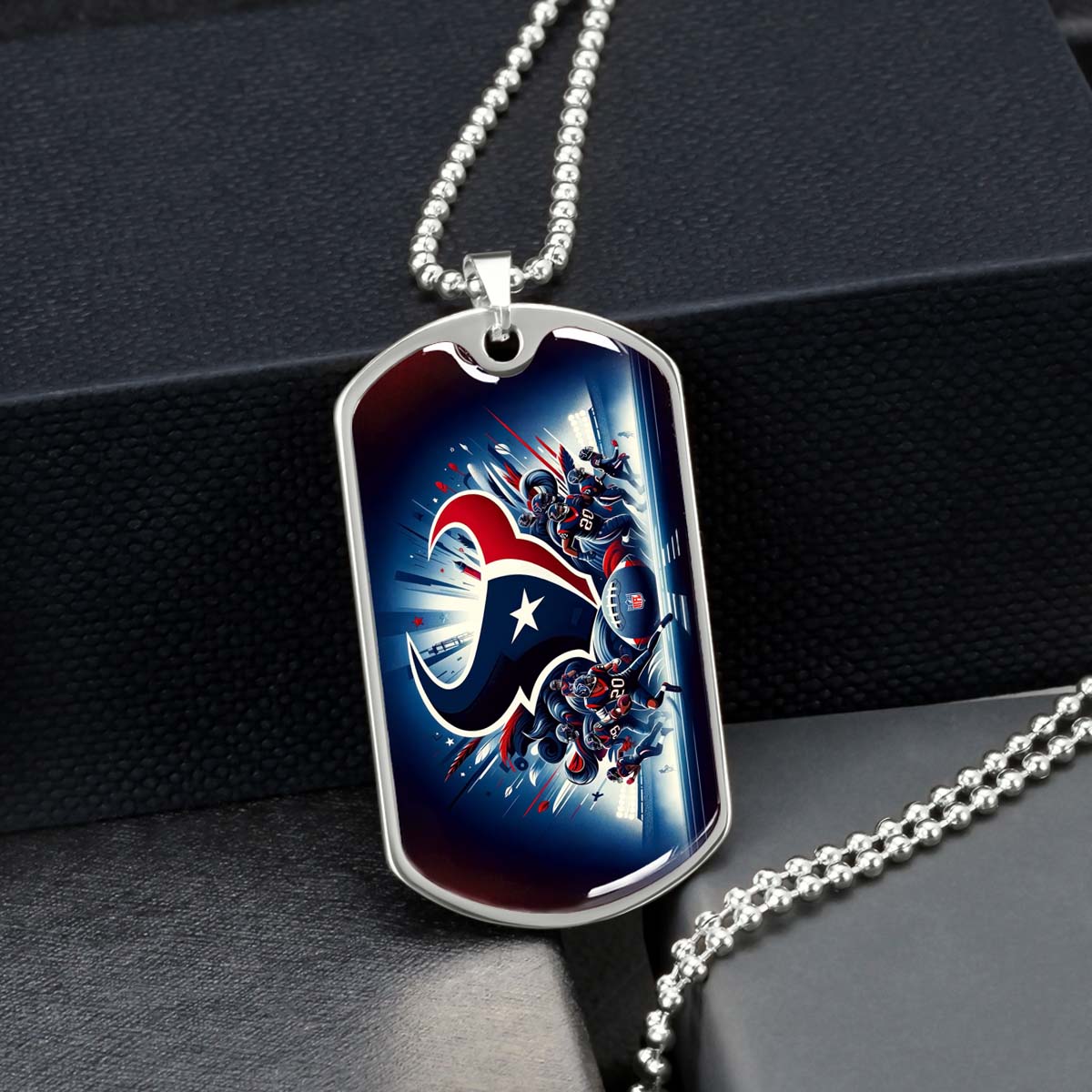 American Football Dog Tag Necklace - AFD024 - Houston Texans - NFL Teams - Military Ball Chain