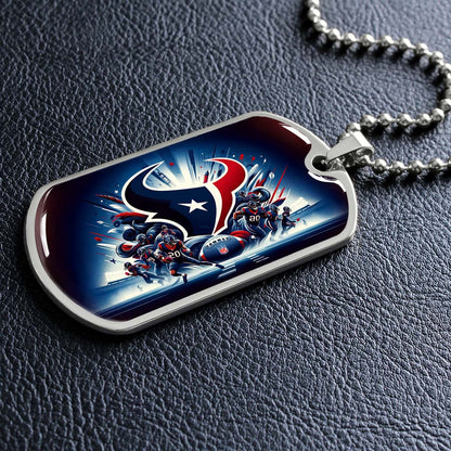 American Football Dog Tag Necklace - AFD024 - Houston Texans - NFL Teams - Military Ball Chain