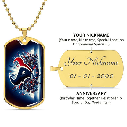 American Football Dog Tag Necklace - AFD024 - Houston Texans - NFL Teams - Military Ball Chain