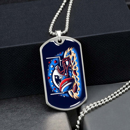 American Football Dog Tag Necklace - AFD027 - New England Patriots - Ultimate Football Pride - NFL Teams - Military Ball Chain