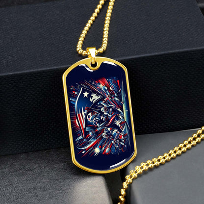 American Football Dog Tag Necklace - AFD028 - New England Patriots - NFL Teams - Military Ball Chain