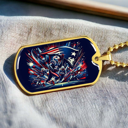 American Football Dog Tag Necklace - AFD028 - New England Patriots - NFL Teams - Military Ball Chain