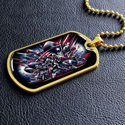American Football Dog Tag Necklace - AFD029 - New England Patriots Super Bowl - NFL Teams - Military Ball Chain