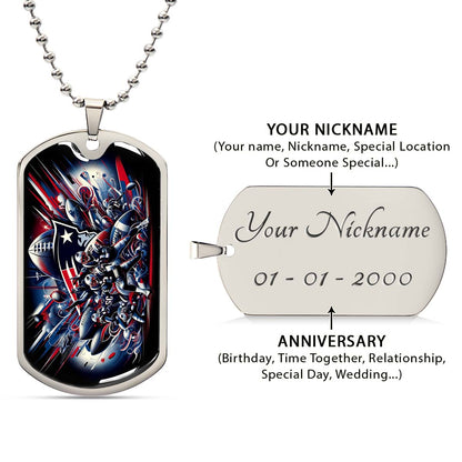 American Football Dog Tag Necklace - AFD029 - New England Patriots Super Bowl - NFL Teams - Military Ball Chain