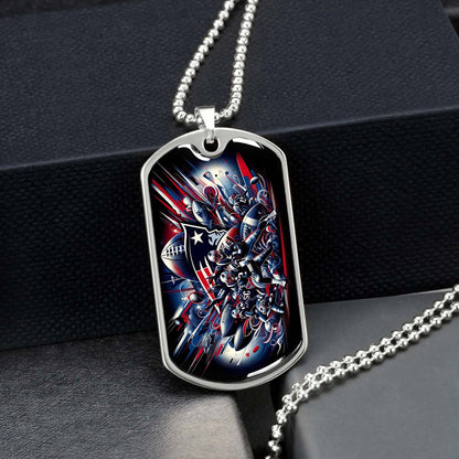 American Football Dog Tag Necklace - AFD029 - New England Patriots Super Bowl - NFL Teams - Military Ball Chain