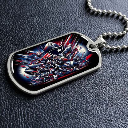 American Football Dog Tag Necklace - AFD029 - New England Patriots Super Bowl - NFL Teams - Military Ball Chain