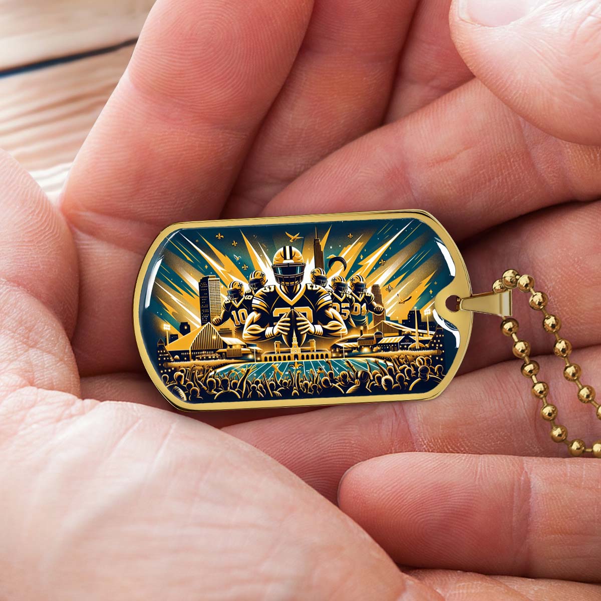 American Football Dog Tag Necklace - AFD031 - New Orleans Saints - NFL Teams - Military Ball Chain