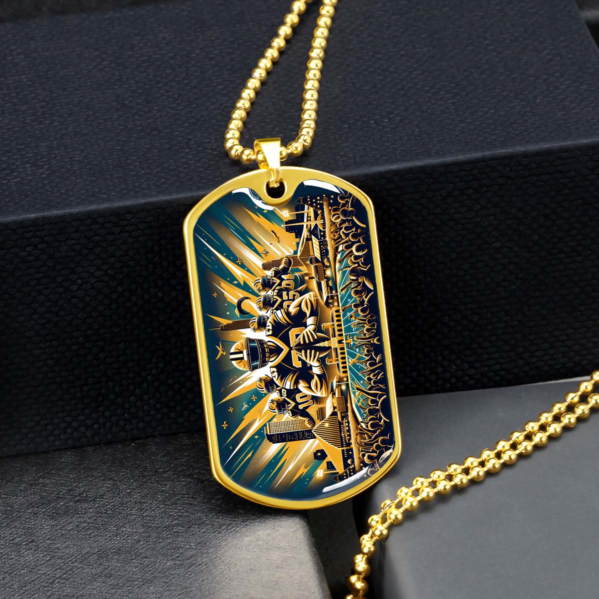 American Football Dog Tag Necklace - AFD031 - New Orleans Saints - NFL Teams - Military Ball Chain