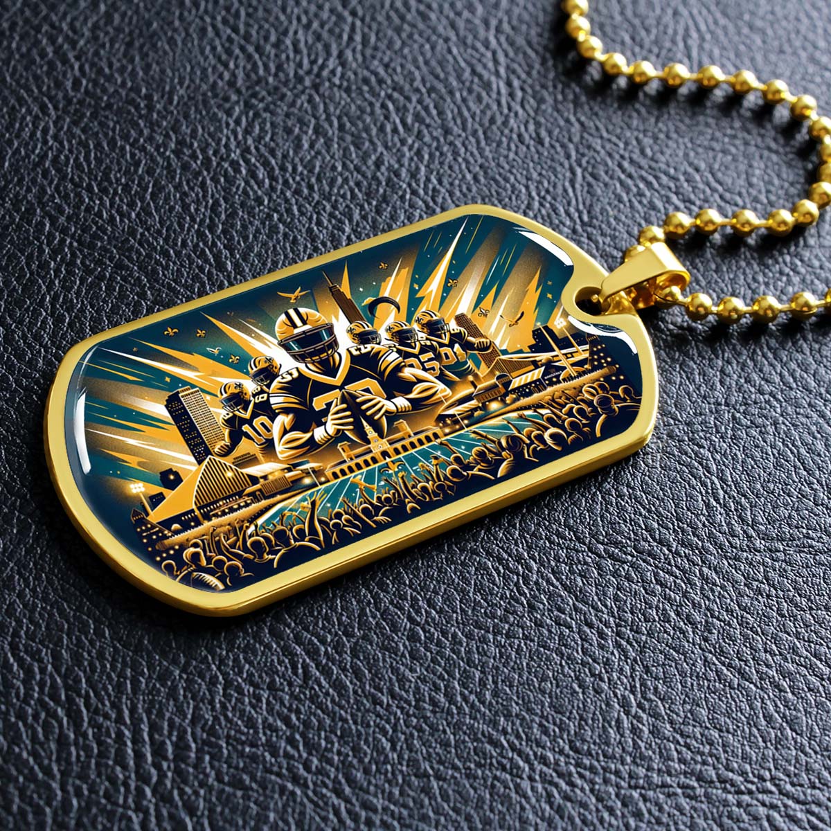American Football Dog Tag Necklace - AFD031 - New Orleans Saints - NFL Teams - Military Ball Chain