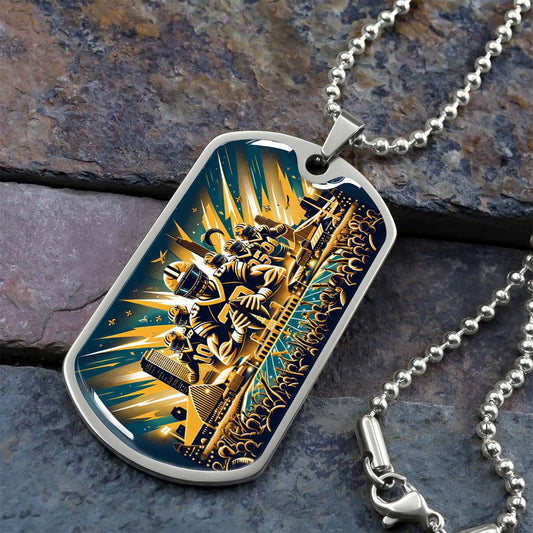 American Football Dog Tag Necklace - AFD031 - New Orleans Saints - NFL Teams - Military Ball Chain