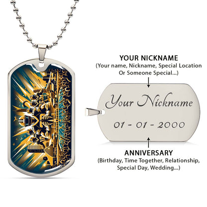 American Football Dog Tag Necklace - AFD031 - New Orleans Saints - NFL Teams - Military Ball Chain