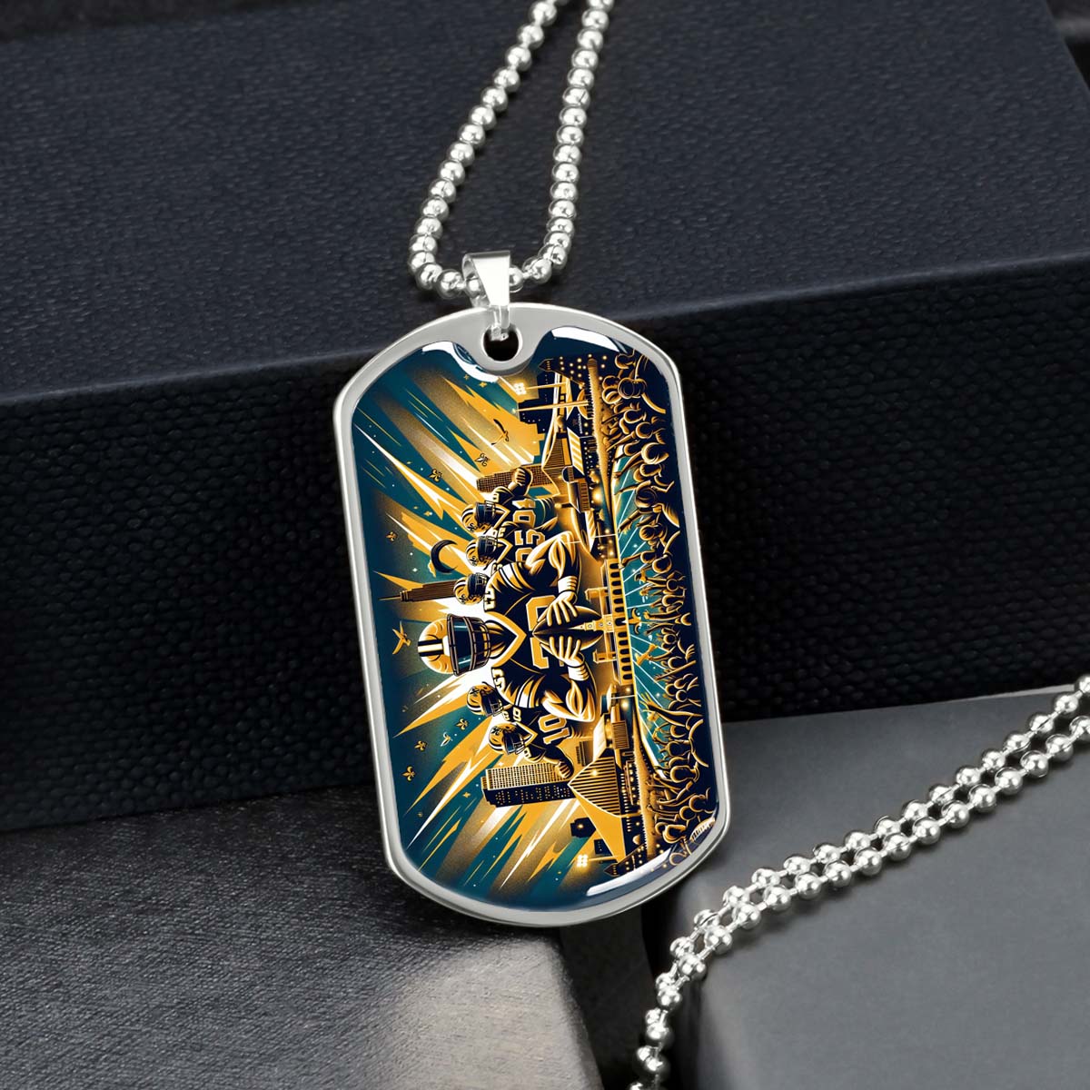 American Football Dog Tag Necklace - AFD031 - New Orleans Saints - NFL Teams - Military Ball Chain