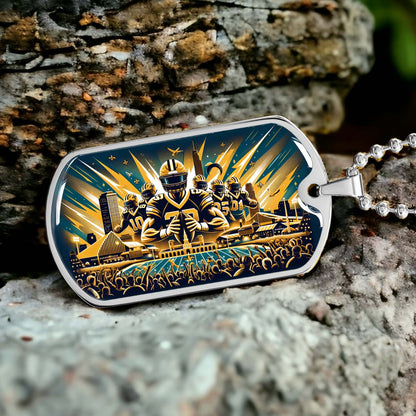American Football Dog Tag Necklace - AFD031 - New Orleans Saints - NFL Teams - Military Ball Chain