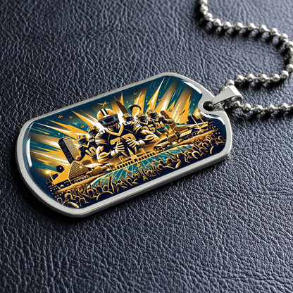 American Football Dog Tag Necklace - AFD031 - New Orleans Saints - NFL Teams - Military Ball Chain