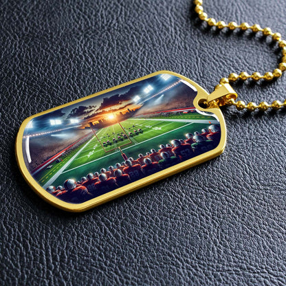American Football Dog Tag Necklace - AFD033 - NFL Sunset Showdown - Military Ball Chain