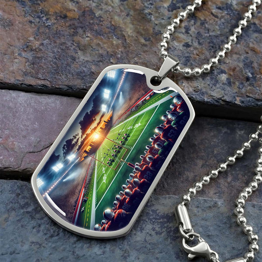American Football Dog Tag Necklace - AFD033 - NFL Sunset Showdown - Military Ball Chain