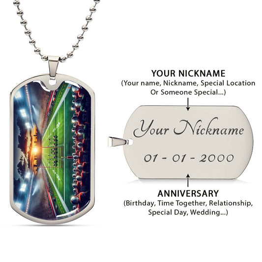 American Football Dog Tag Necklace - AFD033 - NFL Sunset Showdown - Military Ball Chain