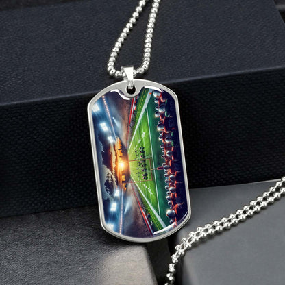 American Football Dog Tag Necklace - AFD033 - NFL Sunset Showdown - Military Ball Chain