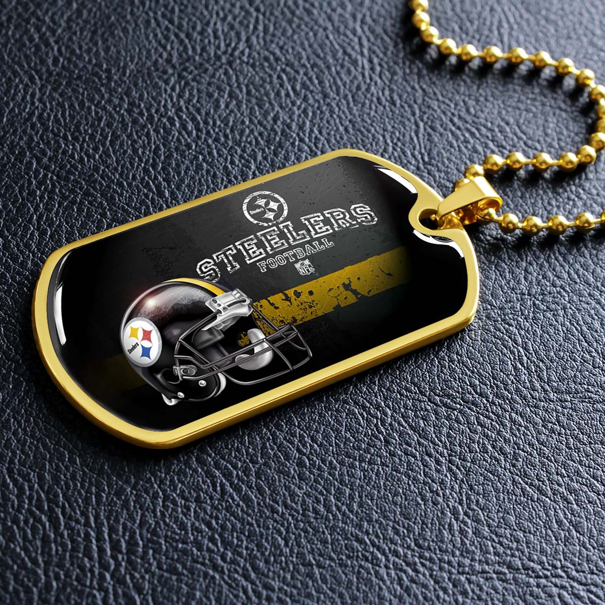 American Football Dog Tag Necklace - AFD037 - Pittsburgh Steelers - NFL Teams - Military Ball Chain