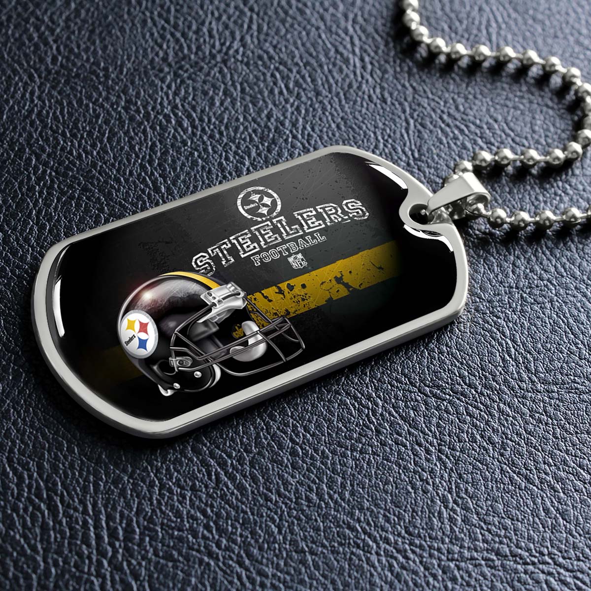 American Football Dog Tag Necklace - AFD037 - Pittsburgh Steelers - NFL Teams - Military Ball Chain