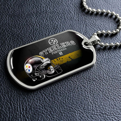 American Football Dog Tag Necklace - AFD037 - Pittsburgh Steelers - NFL Teams - Military Ball Chain