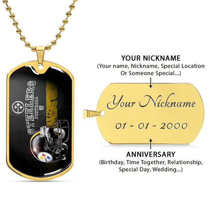 American Football Dog Tag Necklace - AFD037 - Pittsburgh Steelers - NFL Teams - Military Ball Chain