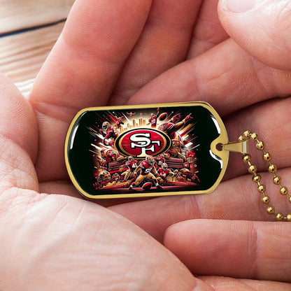 American Football Dog Tag Necklace - AFD038 - San Francisco 49ers Epic Super Bowl Team - Military Ball Chain