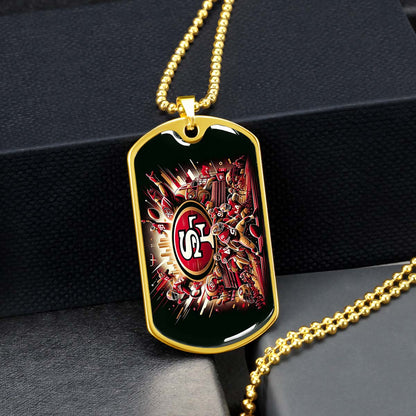 American Football Dog Tag Necklace - AFD038 - San Francisco 49ers Epic Super Bowl Team - Military Ball Chain