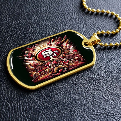 American Football Dog Tag Necklace - AFD038 - San Francisco 49ers Epic Super Bowl Team - Military Ball Chain