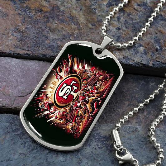 American Football Dog Tag Necklace - AFD038 - San Francisco 49ers Epic Super Bowl Team - Military Ball Chain