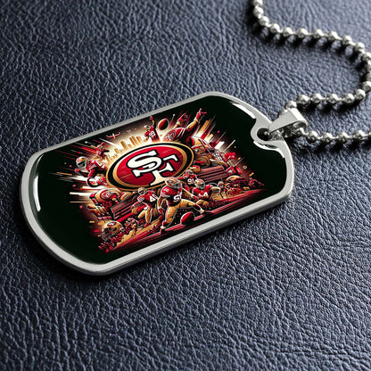 American Football Dog Tag Necklace - AFD038 - San Francisco 49ers Epic Super Bowl Team - Military Ball Chain