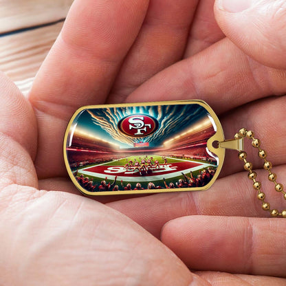 American Football Dog Tag Necklace - AFD039 - San Francisco 49ers Stadium - Military Ball Chain
