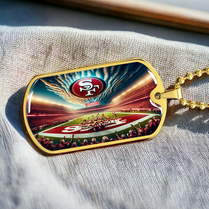 American Football Dog Tag Necklace - AFD039 - San Francisco 49ers Stadium - Military Ball Chain