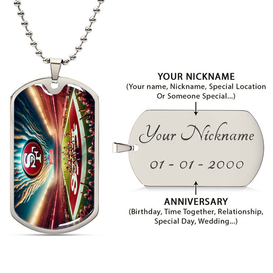 American Football Dog Tag Necklace - AFD039 - San Francisco 49ers Stadium - Military Ball Chain