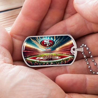 American Football Dog Tag Necklace - AFD039 - San Francisco 49ers Stadium - Military Ball Chain