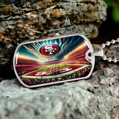 American Football Dog Tag Necklace - AFD039 - San Francisco 49ers Stadium - Military Ball Chain