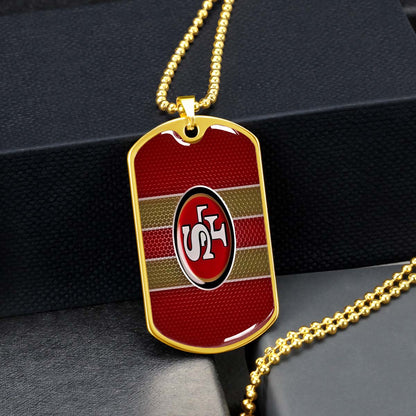 American Football Dog Tag Necklace - AFD041 - San Francisco 49ers - NFL Teams - Military Ball Chain