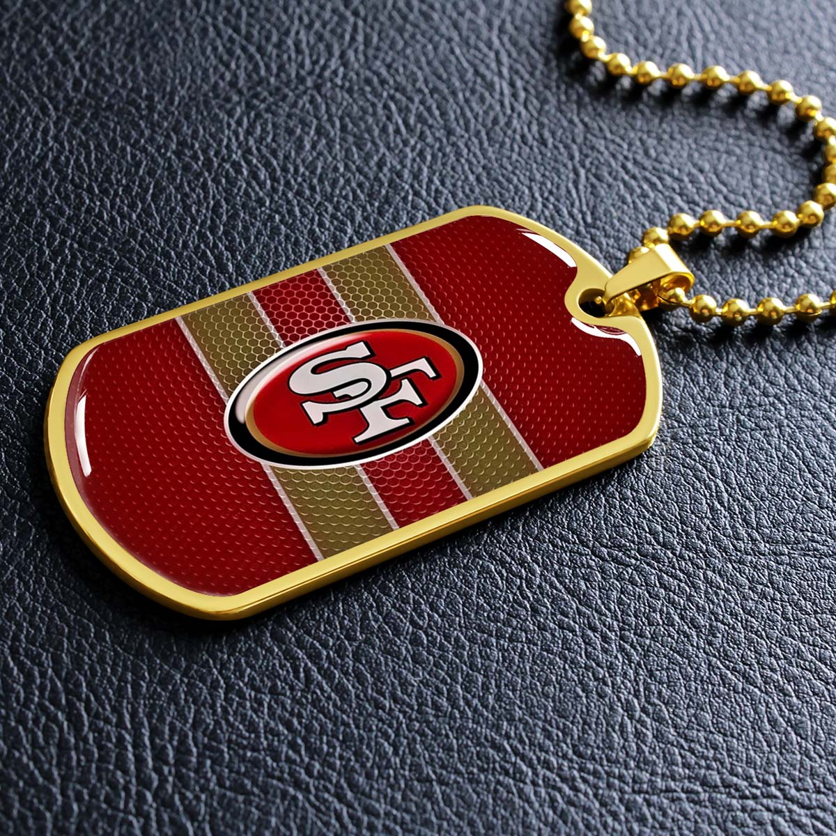 American Football Dog Tag Necklace - AFD041 - San Francisco 49ers - NFL Teams - Military Ball Chain