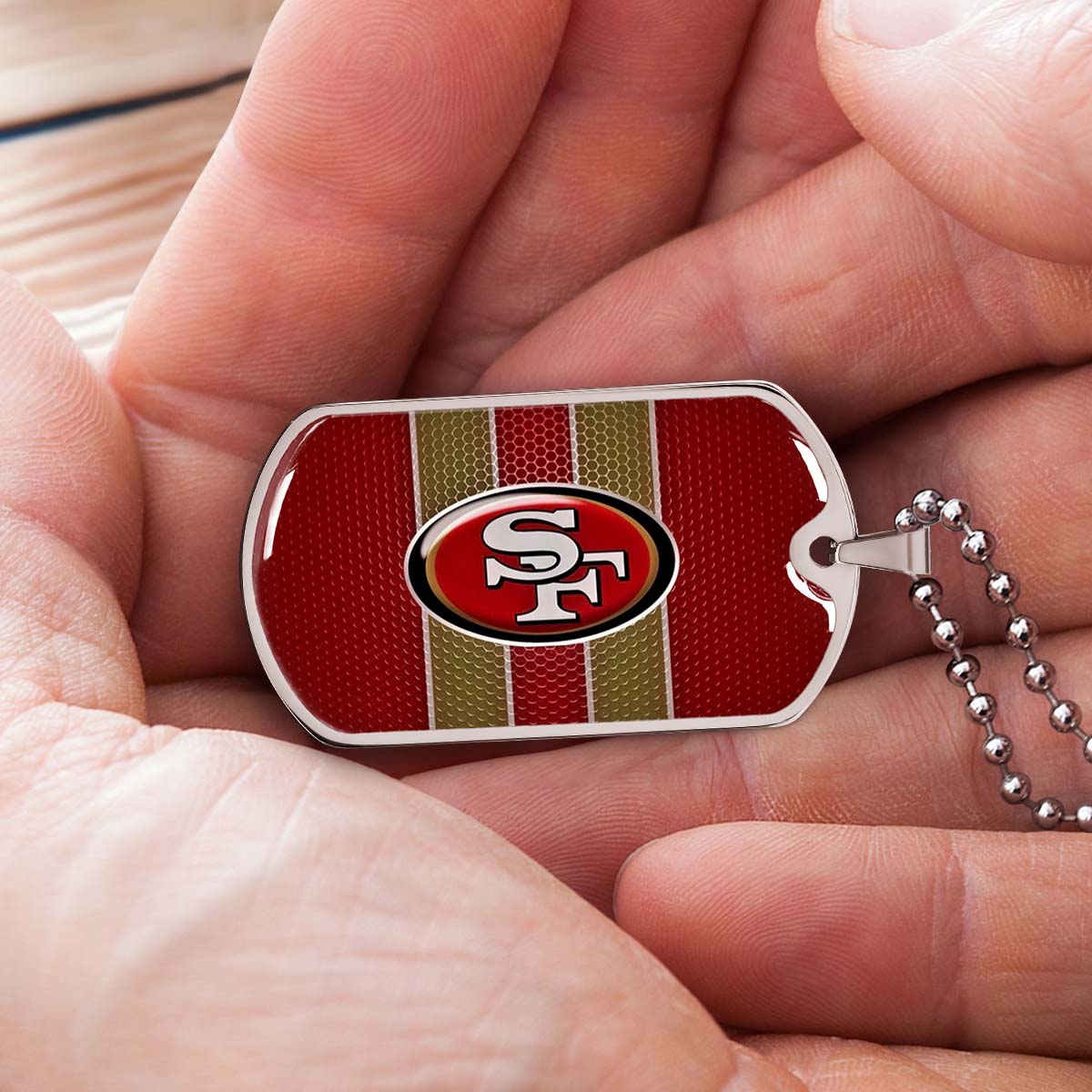 American Football Dog Tag Necklace - AFD041 - San Francisco 49ers - NFL Teams - Military Ball Chain