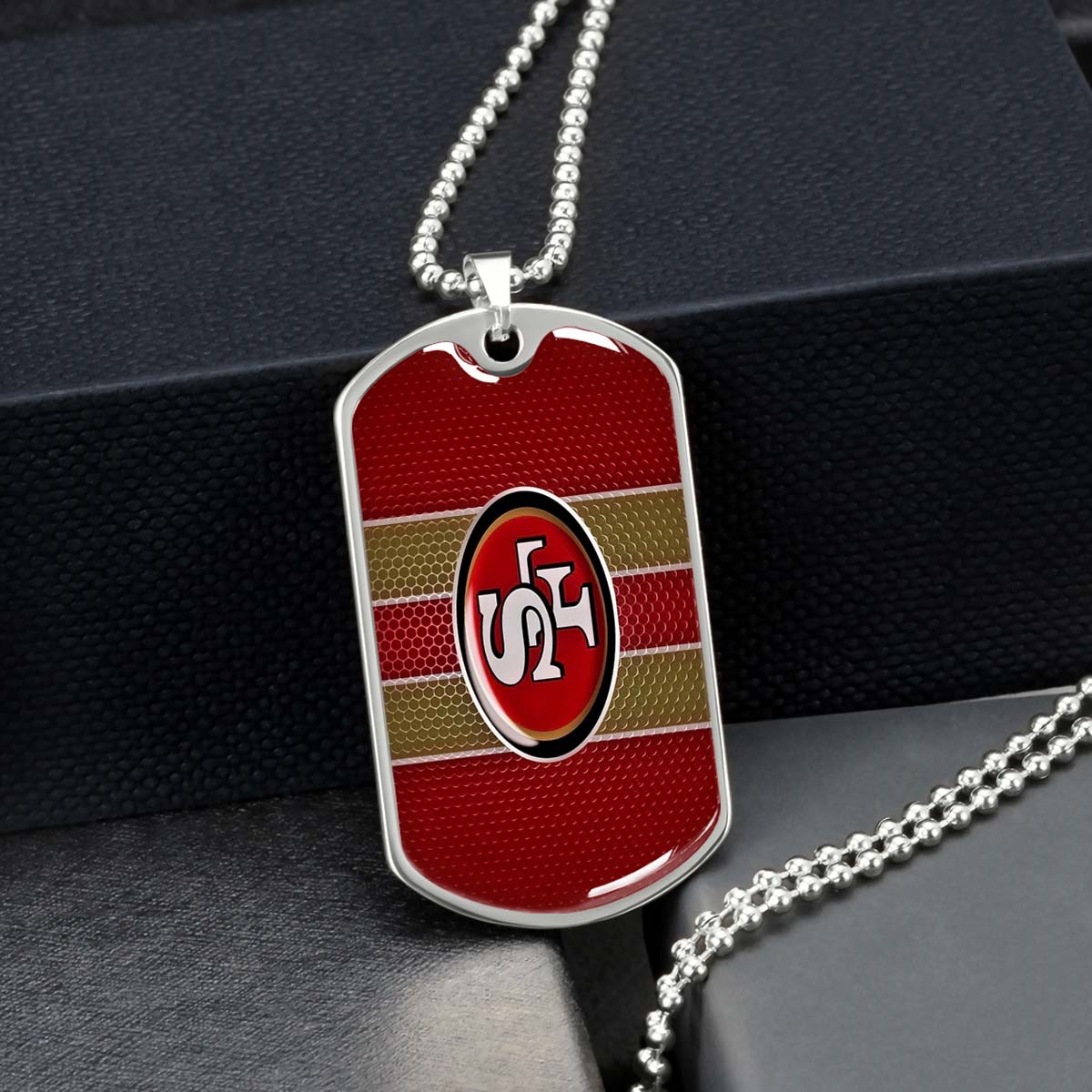 American Football Dog Tag Necklace - AFD041 - San Francisco 49ers - NFL Teams - Military Ball Chain