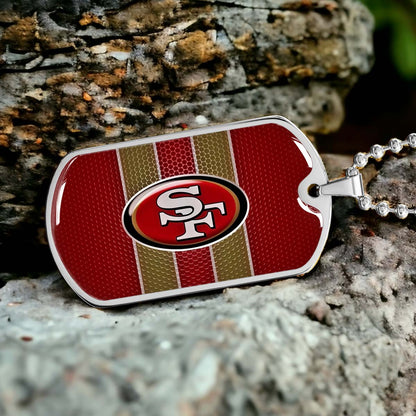 American Football Dog Tag Necklace - AFD041 - San Francisco 49ers - NFL Teams - Military Ball Chain