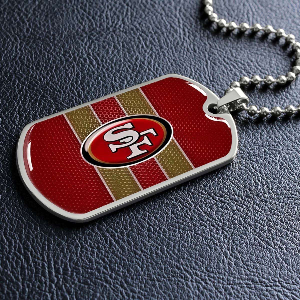 American Football Dog Tag Necklace - AFD041 - San Francisco 49ers - NFL Teams - Military Ball Chain